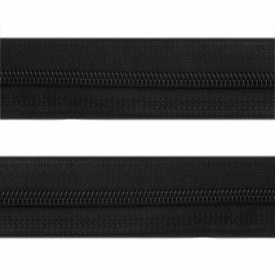 Рулонная молния с покрытием PVC спираль тип 3 (упак.270м) -черная с полосой СВО - купить в Ставрополе. Цена: 12.74 руб.