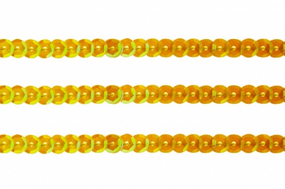 Пайетки "ОмТекс" на нитях, CREAM, 6 мм С / упак.73+/-1м, цв. 92 - золото - купить в Ставрополе. Цена: 484.77 руб.