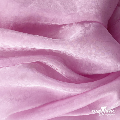 Плательная органза вытравка,100% полиэстр, шир. 150 см, #606 цв.-розовый - купить в Ставрополе. Цена 380.73 руб.