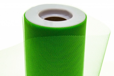 Фатин в шпульках 16-146, 10 гр/м2, шир. 15 см (в нам. 25+/-1 м), цвет зелёный - купить в Ставрополе. Цена: 100.69 руб.