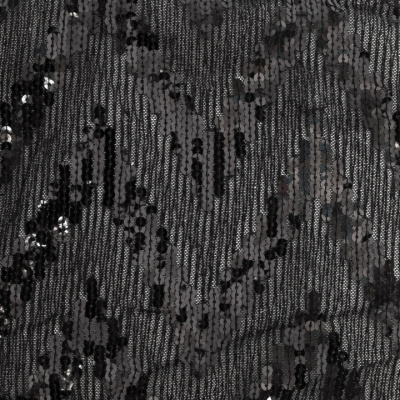 Трикотажное полотно с пайетками, шир.130 см, #311-бахрома чёрная - купить в Ставрополе. Цена 1 183.35 руб.