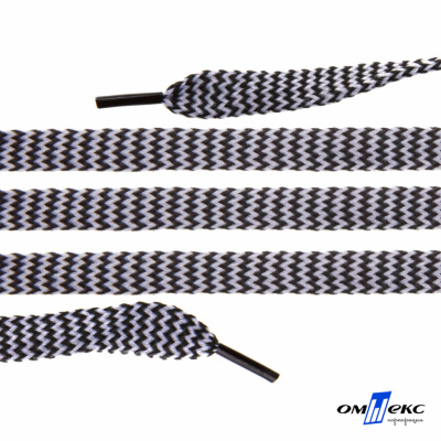 Шнурки #107-07, плоские 130 см, двухцветные цв.серый/чёрный - купить в Ставрополе. Цена: 23.03 руб.
