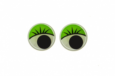 Глазки для игрушек, круглые, с бегающими зрачками, 10 мм/упак.50+/-2 шт, цв. -зеленый - купить в Ставрополе. Цена: 71.92 руб.