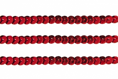 Пайетки "ОмТекс" на нитях, SILVER-BASE, 6 мм С / упак.73+/-1м, цв. 3 - красный - купить в Ставрополе. Цена: 468.37 руб.