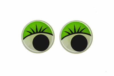 Глазки для игрушек, круглые, с бегающими зрачками, 15 мм/упак.50+/-2 шт, цв. -зеленый - купить в Ставрополе. Цена: 113.01 руб.