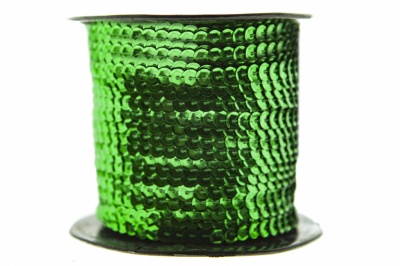 Пайетки "ОмТекс" на нитях, SILVER-BASE, 6 мм С / упак.73+/-1м, цв. 4 - зеленый - купить в Ставрополе. Цена: 484.77 руб.