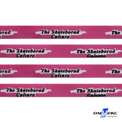 Тесьма отделочная (киперная) 10 мм, 100% хлопок,"THE SKATEBOARD CULIURE"(45 м) цв.121-26 -яр.розовый - купить в Ставрополе. Цена: 850.62 руб.