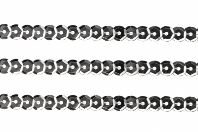 Пайетки "ОмТекс" на нитях, SILVER-BASE, 6 мм С / упак.73+/-1м, цв. 1 - серебро - купить в Ставрополе. Цена: 468.37 руб.