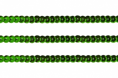 Пайетки "ОмТекс" на нитях, SILVER-BASE, 6 мм С / упак.73+/-1м, цв. 4 - зеленый - купить в Ставрополе. Цена: 484.77 руб.