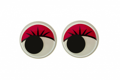 Глазки для игрушек, круглые, с бегающими зрачками, 15 мм/упак.50+/-2 шт, цв. -красный - купить в Ставрополе. Цена: 113.01 руб.